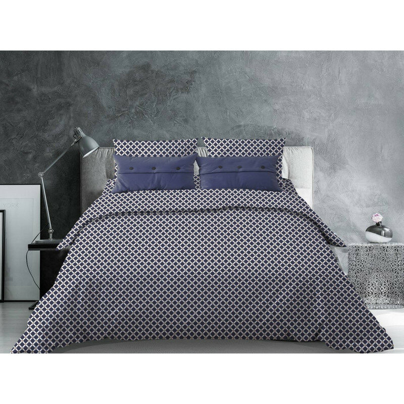 фото Простыня 90х200 на резинке бязь Комфорт Виши темно-синий (борт 25 см)