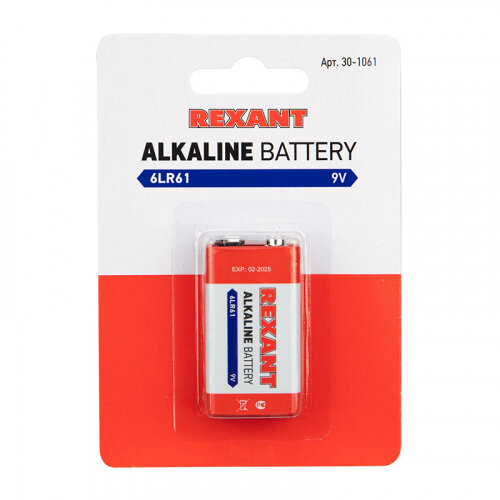 Элемент питания REXANT Alkaline 6LR61 9V бл 1