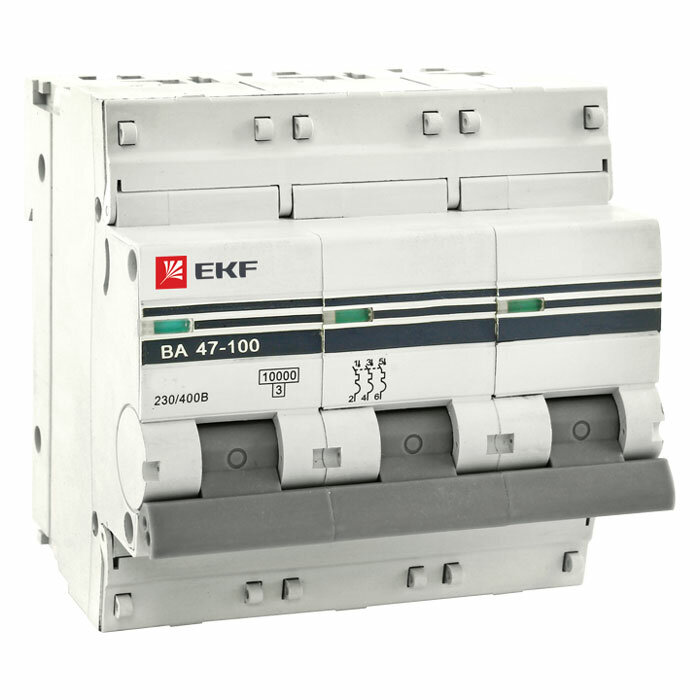 EKF Автоматический выключатель 3P 35А (C) 10kA ВА 47-100 PROxima mcb47100-3-35C-pro