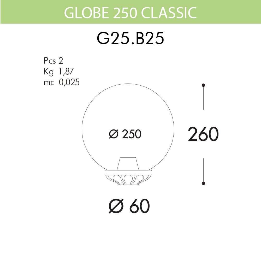 Globe 250 Classic G25.B25.000.BXE27 Классический фонарь на столб 260 мм (без кронштейнов, корпус античная бронза, плафон прозрачный) Fumagalli - фото №2