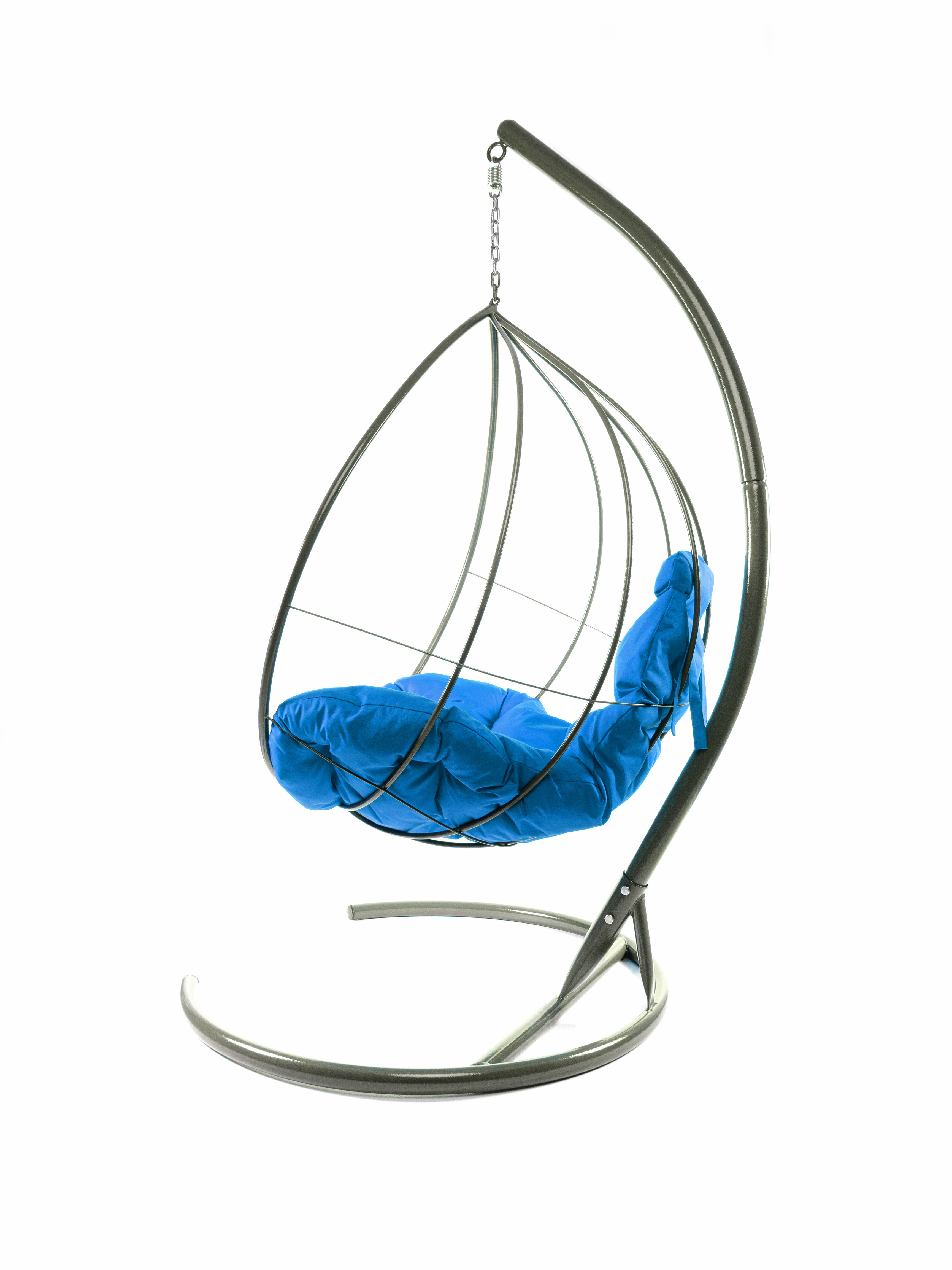 Подвесное кресло без ротанга чёрное, синяя подушка - фотография № 6