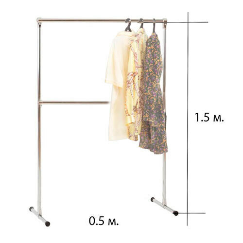 Вешалка напольная для одежды усиленная UG 360 1.5 м. / 0.5 м. GOZHY (металлическая) - фотография № 1