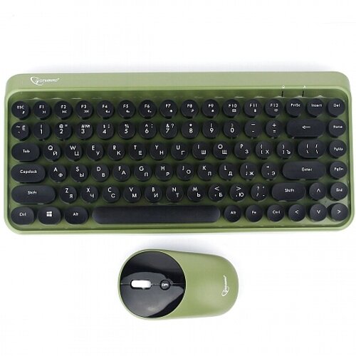 Беспроводная клавиатура и мышь Gembird KBS-9001 комплект 2.4ГГц 78кл. ретро-машинка черно-зеленая