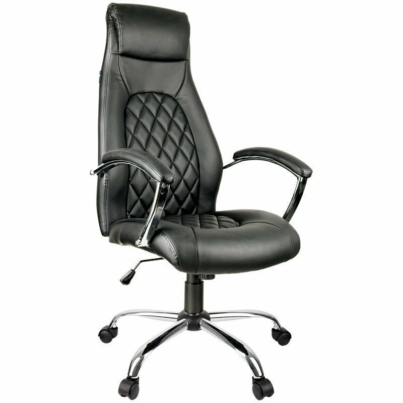 Кресло руководителя Helmi HL-E24 "Iсon", экокожа черная, хром 283164