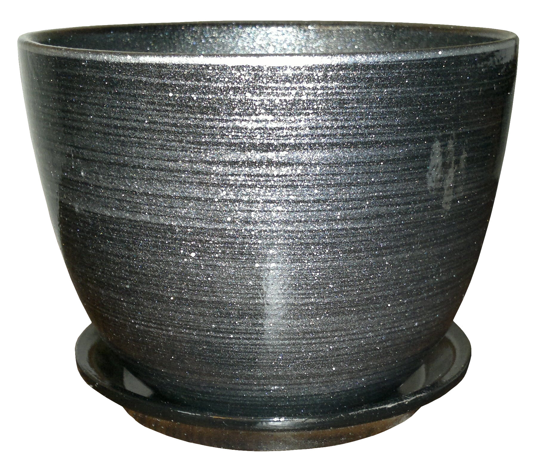 Черный керамический горшок для цветов Жасмин 15 см (1.5 л)