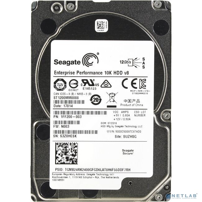 SEAGATE Жесткий диск 1.2TB Seagate Enterprise Performance 10K (ST1200MM0129) SAS 12Gb/s, 10 000 prm, 256 mb buffer, 2.5"