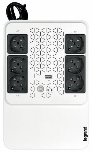 Источник бесперебойного питания Legrand Keor Multiplug 600VA 310081 600VA/360W, 6xSchuko outlets(3 Surge & 3 batt.), USB charger