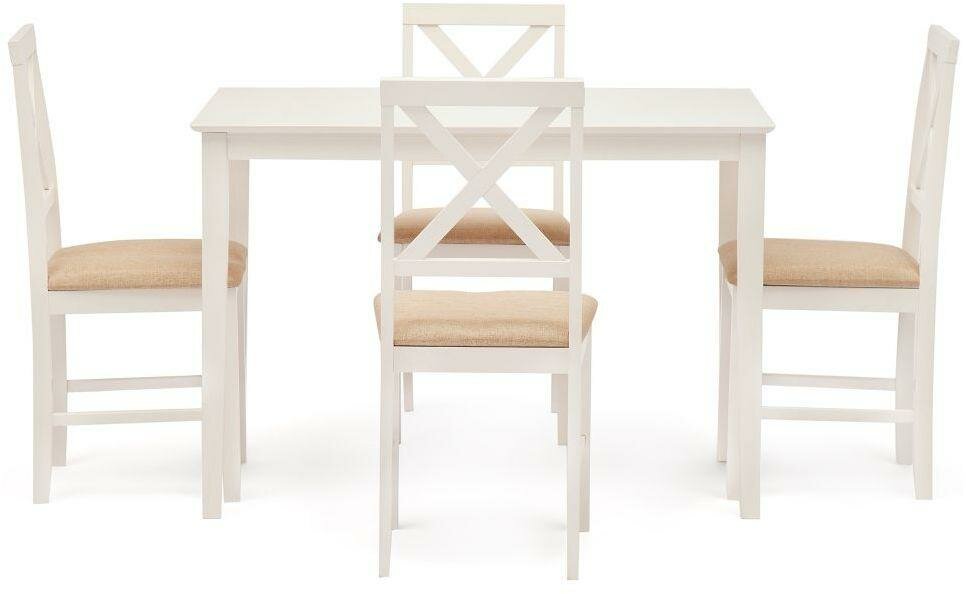 Обеденная группа TetChair Хадсон (Hudson) ivory white (слоновая кость), ткань кор.-зол