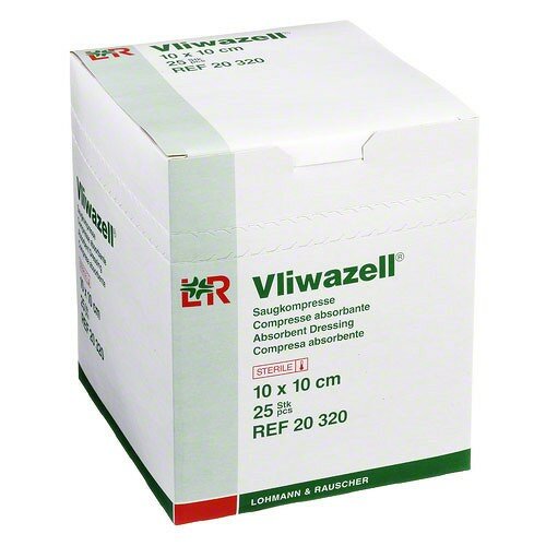 Повязка абсорбирующая Фливацель (Vliwazell) стерильная сильно впитывающая при высокой экссудации, 10х10см, 30450 (60шт в упаковке)