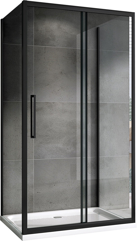 Душевой уголок с перегородкой Abber 120x90 Schwarzer Diamant AG30120BH-S90B-S90B черный