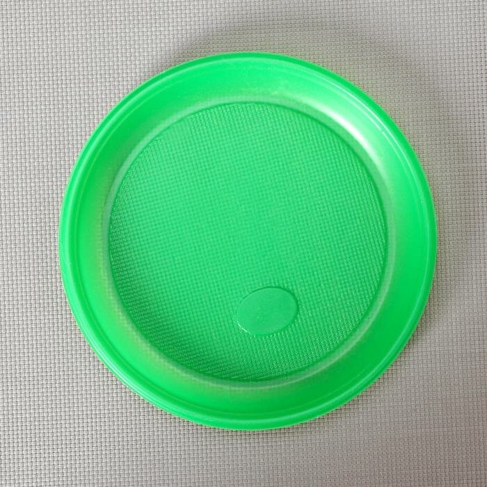 Тарелка одноразовая десертная, d=16,5 см, цвет зелёный (100 шт) - фотография № 2