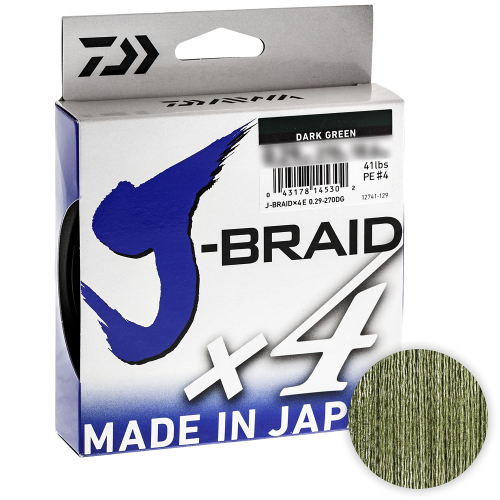 Плетёный шнур Daiwa J-braid X4 135м. 0.17мм. DARK GREEN