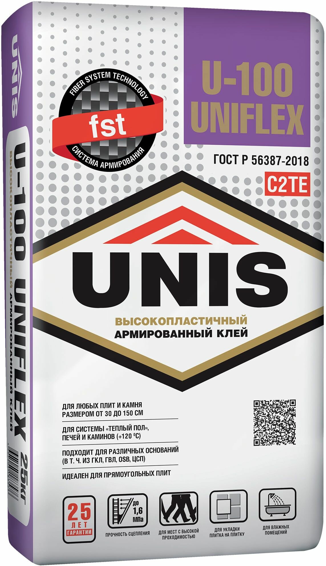 Плиточный клей цементный UNIS U-100, 25 кг