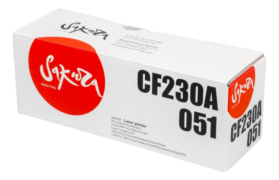 Картридж SAKURA CF230A/051 для HP и Canon, черный, 1 700 к.