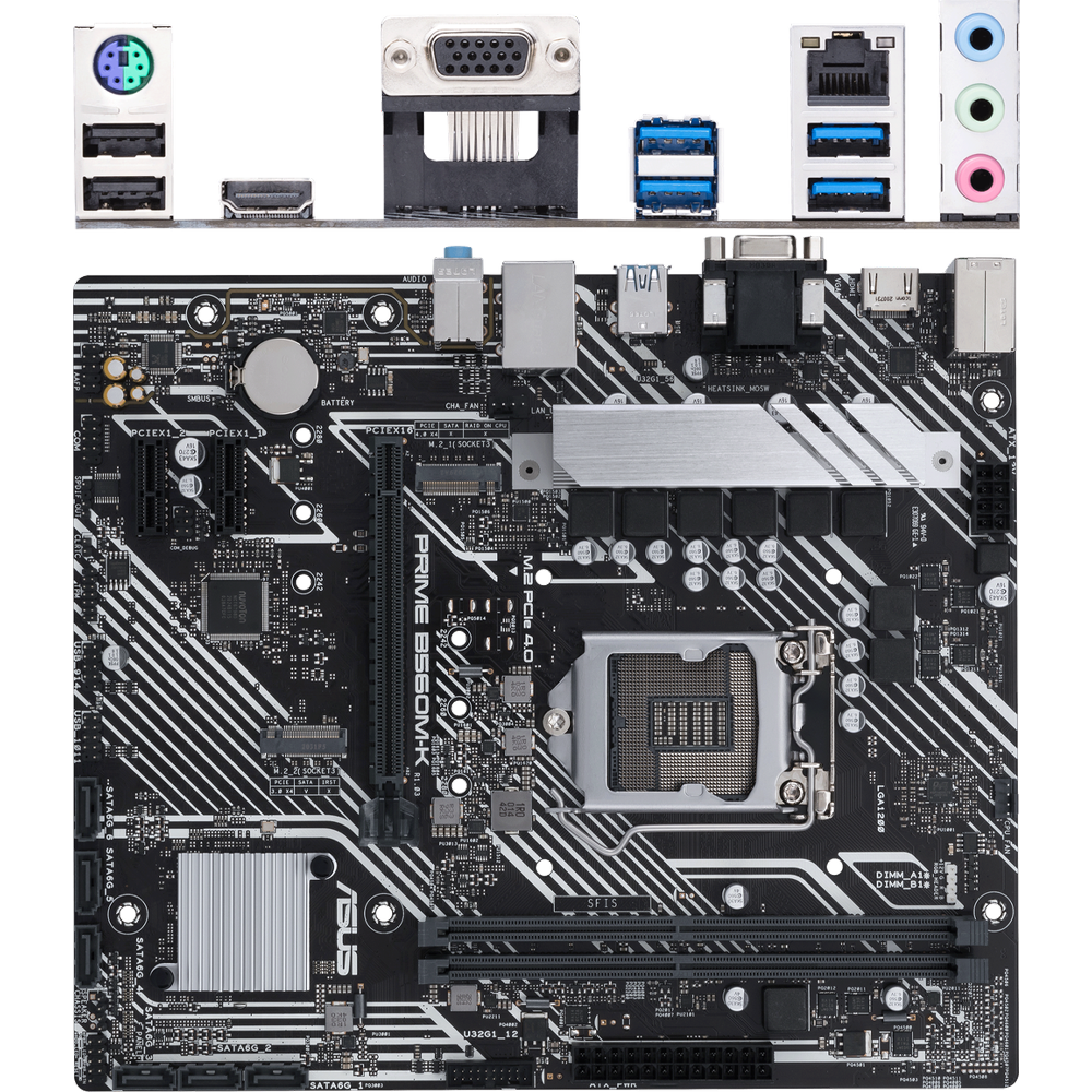 Материнская плата ASUS Prime B560M-K B560 Socket-1200 2xDDR4, 6xSATA3, 2xM.2, 1xPCI-E16x, 4xUSB3.2, D-Sub, HDMI, Glan, mATX