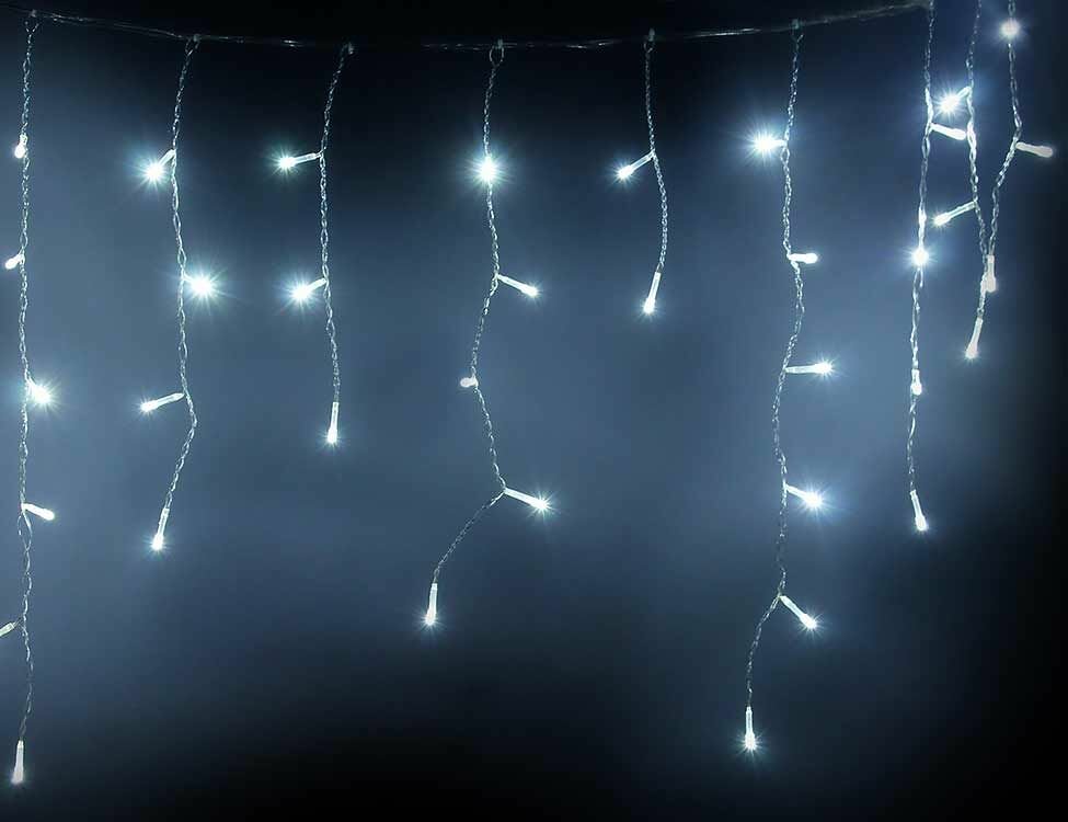 Электрогирлянда СВЕТОВАЯ БАХРОМА 80 тёплых белых LED ламп 2x05 м коннектор провод прозрачный SNOWHOUSE