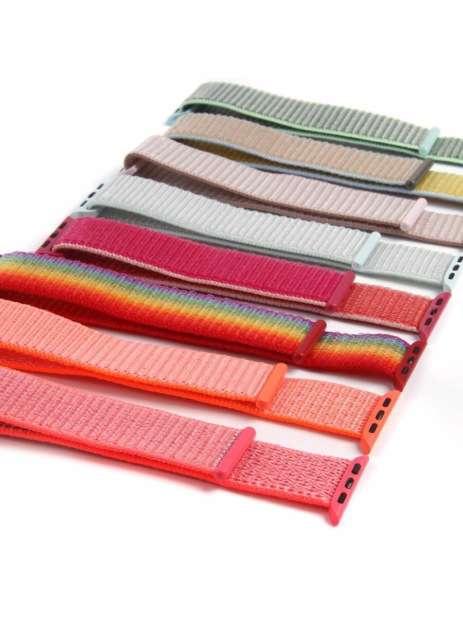 фото Монобраслет для apple watch /Ремешок для смарт часов Эпл вотч 42 44 мм/Стильный браслет на умные часы мужские, женские, нейлоновый