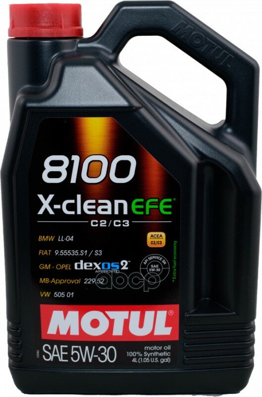 MOTUL Motul 5W30 8100 X-Clean Efe (4L)_ .!acea C2/C3, Bmw Ll-04, Mb 229.52,Vw 505 00/505 01