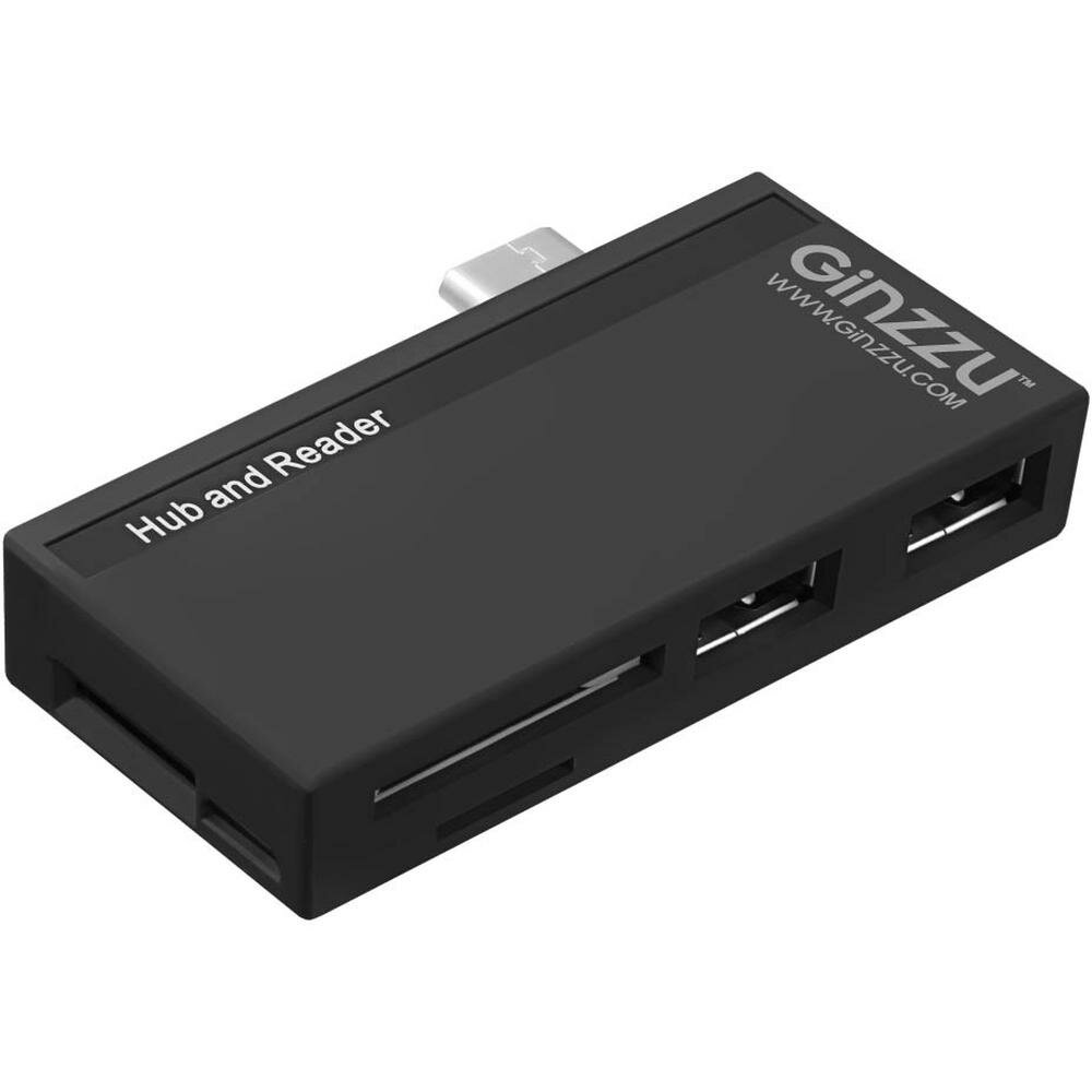 Ридер карт памяти внешний GiNZZU, ( GR-562UB ) Черный Type C SD/microSD & USB3.0/2.0 HUB