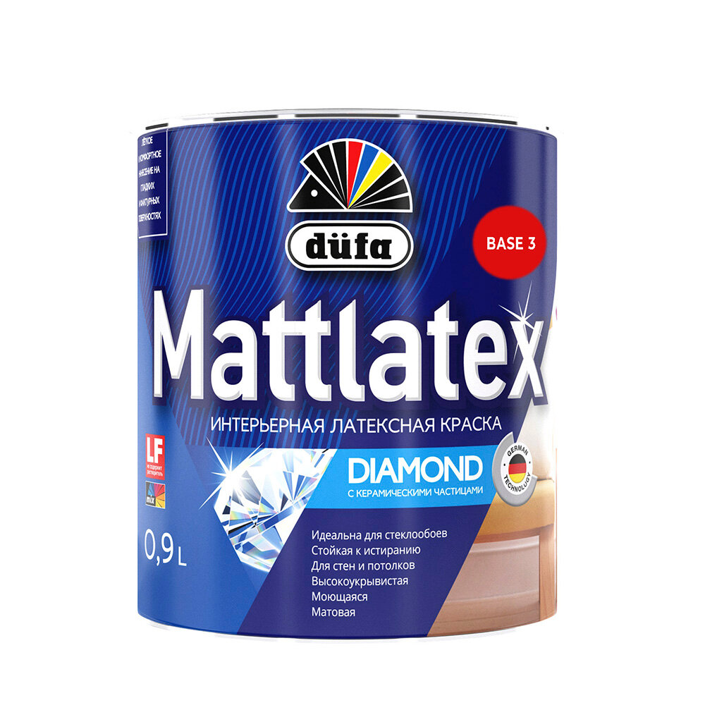 фото Краска интерьерная Mattlatex Diamond 0,9 л прозрачная (база 3), 1 шт. в заказе