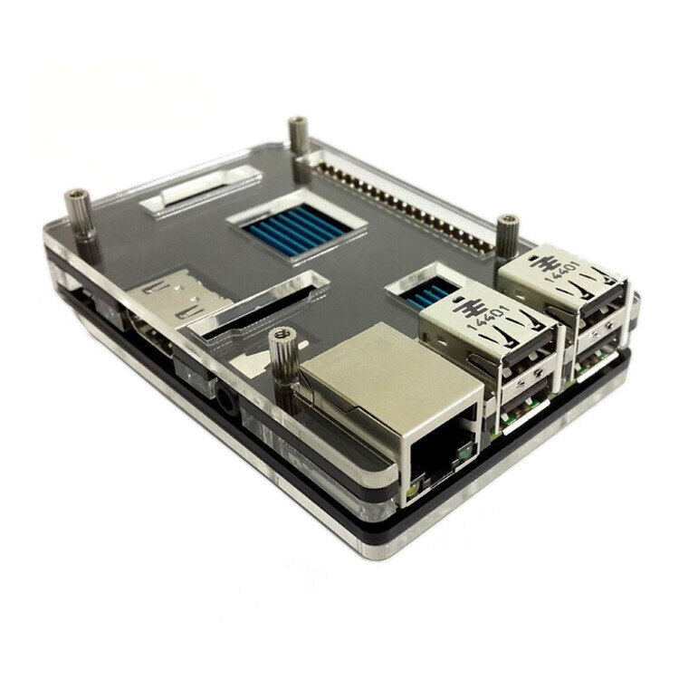 Стильный акриловый Корпус для Raspberry PI 2 и PI 3, прозрачно-черный с металлическими стойками и крепежом