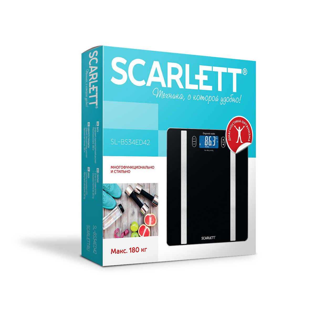 Весы напольные электронные Scarlett SL-BS34ED42, до 180 кг