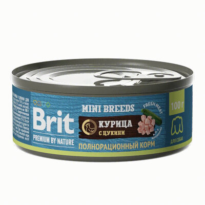 Brit Консервы Premium by Nature с курицей и цукини для взрослых собак мелких пород 5048960 0,1 кг 58347 (13 шт)