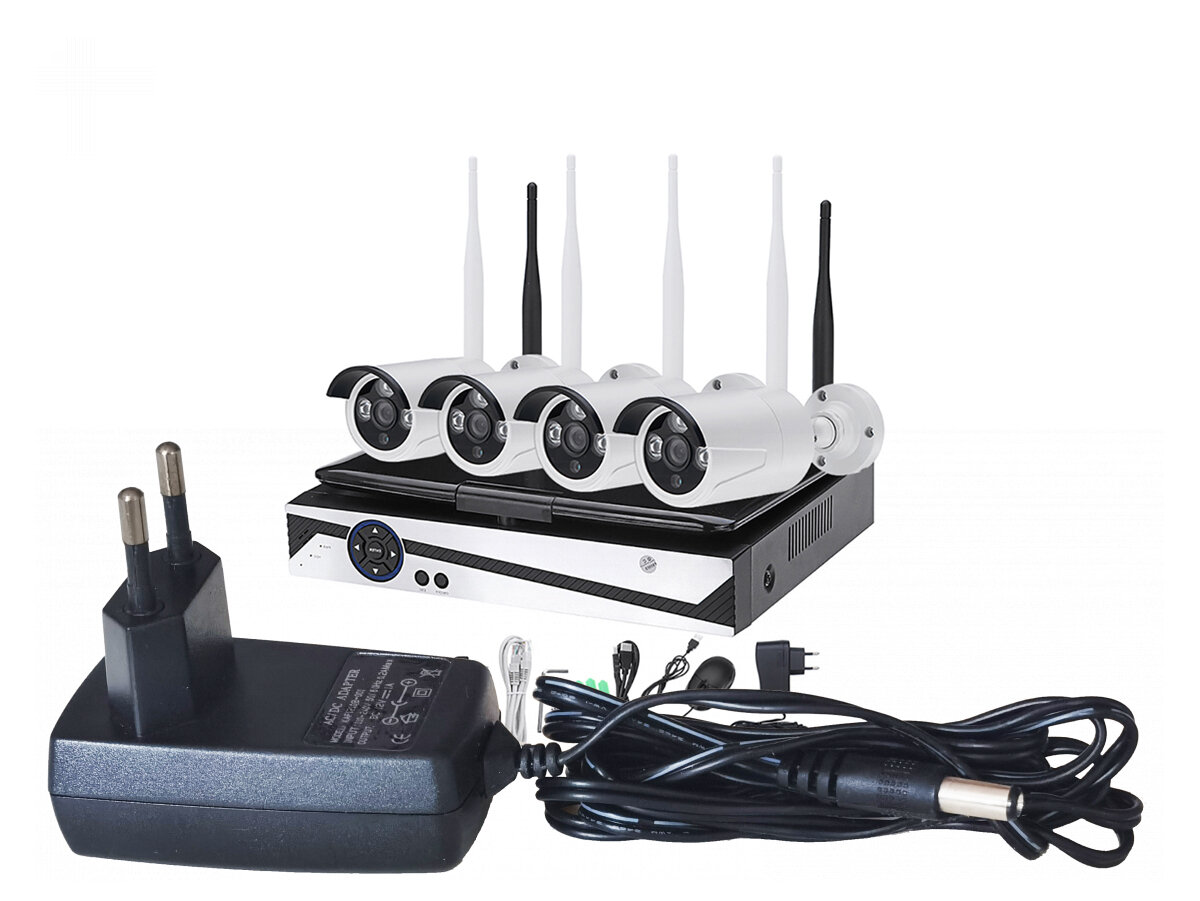 Беспроводной комплект видеонаблюдения Квадро-Вижион-Оптимус-Стрит Модель:5R-Люкс (J388032FX) на 4 камеры 5MP с монитором - видеонаблюдение по интерн