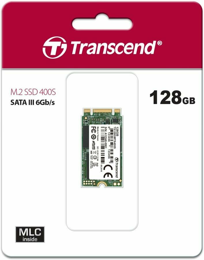 Накопитель SSD Transcend TS128GMTS400S 400S /SATA III/128GB /Скорость чтения 500МБайт/с Скорость записи 450МБайт/с