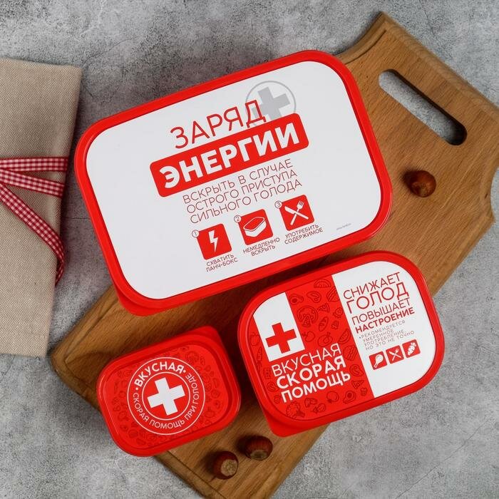 FoodVibes Набор ланч-боксов "Заряд энергии" 1,2 л.; 0,5 л.; 0,15 л. 4569137