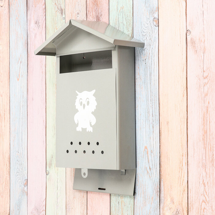 Ящик почтовый без замка (с петлёй), вертикальный, «Домик», серый - фотография № 3