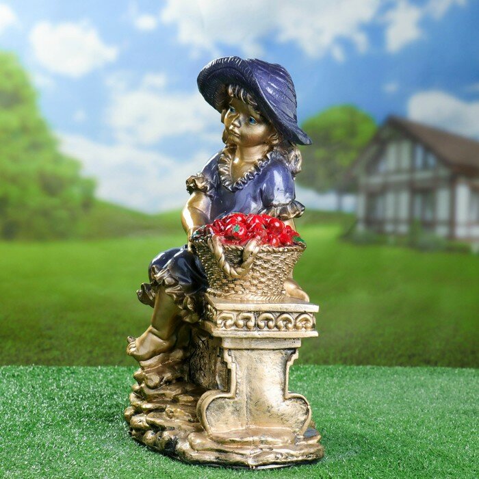 Хорошие сувениры Садовая фигура "Девушка на скамье" бронза, 21х28х44см - фотография № 2