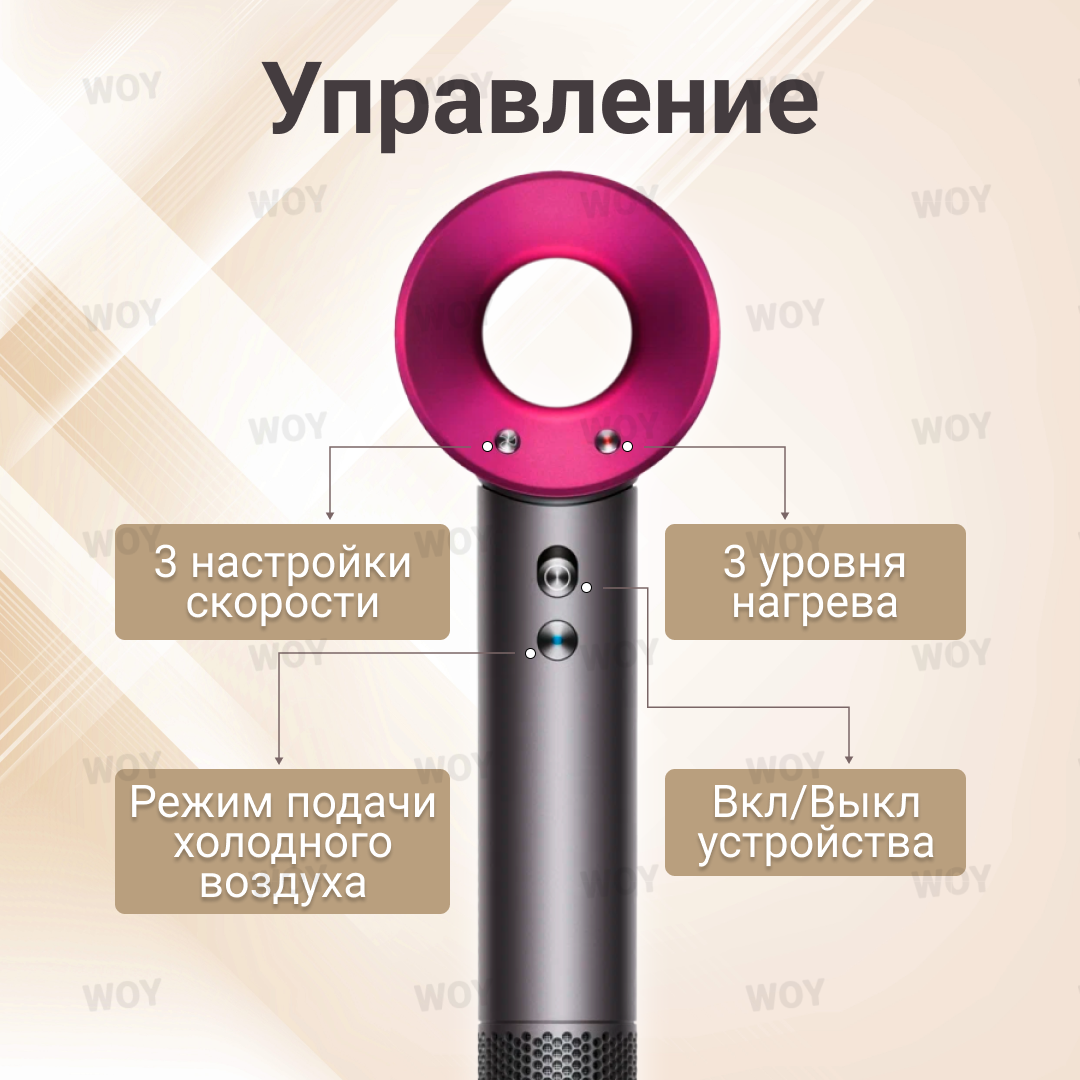 Профессиональный Фен для волос с насадками 5 в 1 Sencicimen Hair Dryer HD15 Red EU - фотография № 3