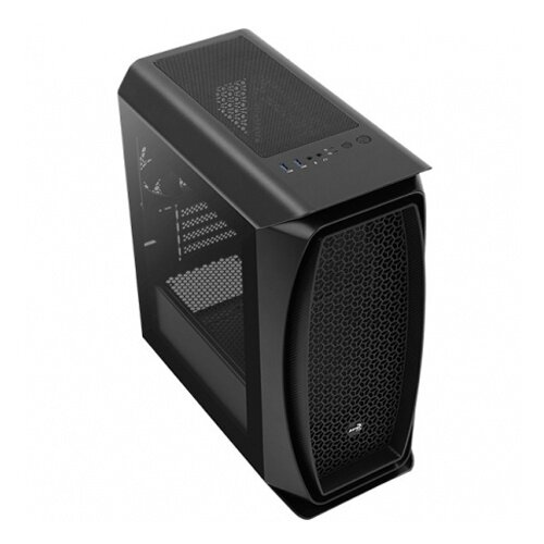 Корпус AeroCool Aero One Mini-G-BK-v1 (2xUSB, 2xAudio, 0.5 мм, 120 мм FAN, прозрачная стенка-закаленное стекло, mATX, без БП)