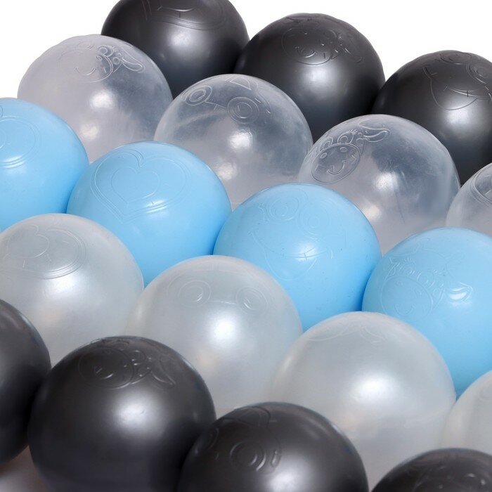 Набор шаров 100 штук, цвета: светло-голубой, серебро, белый перламутр, прозрачный, диаметр шара — 7,5 см - фотография № 4