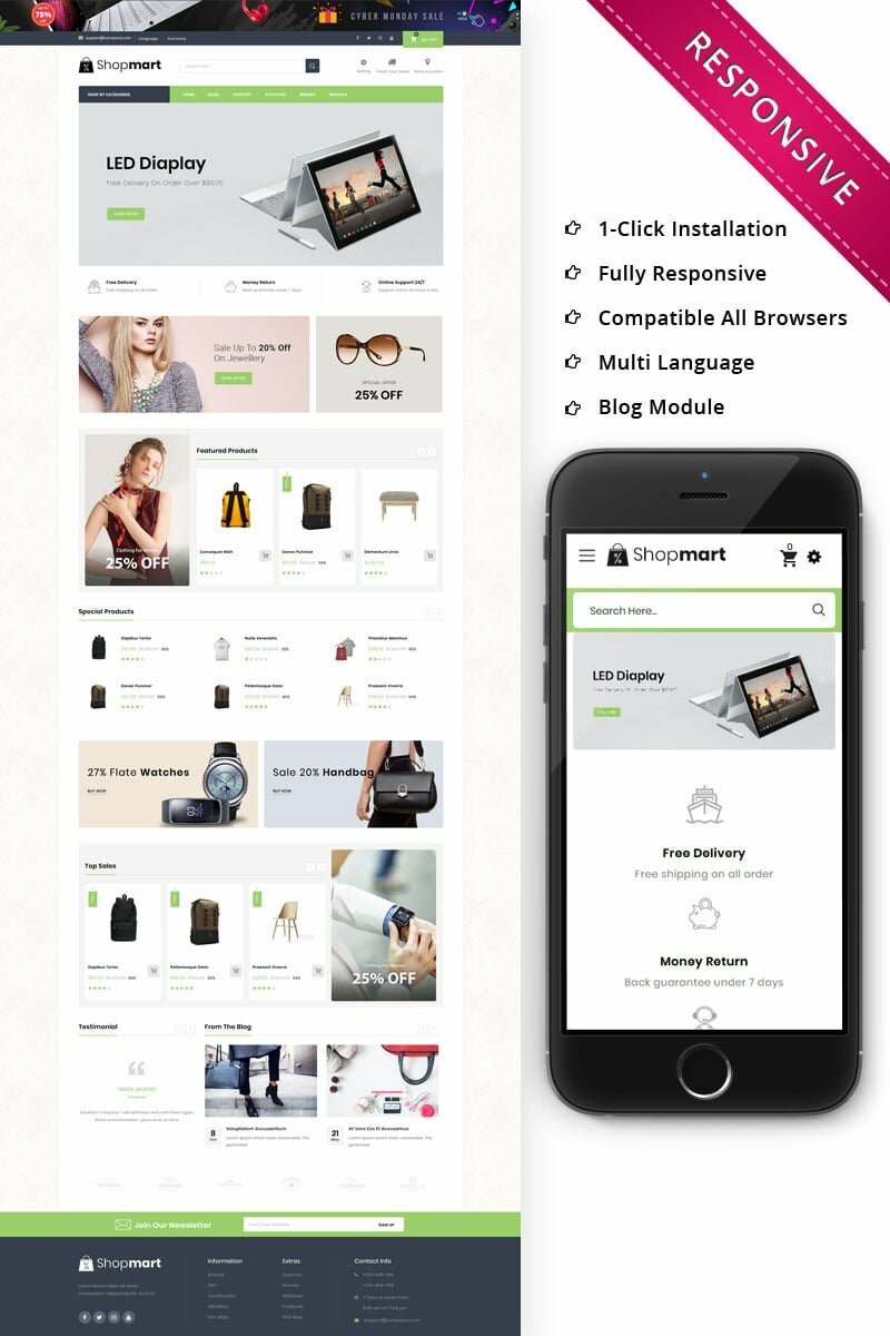 Шаблон OpenCart Shopmart - The Mega Store Responsive