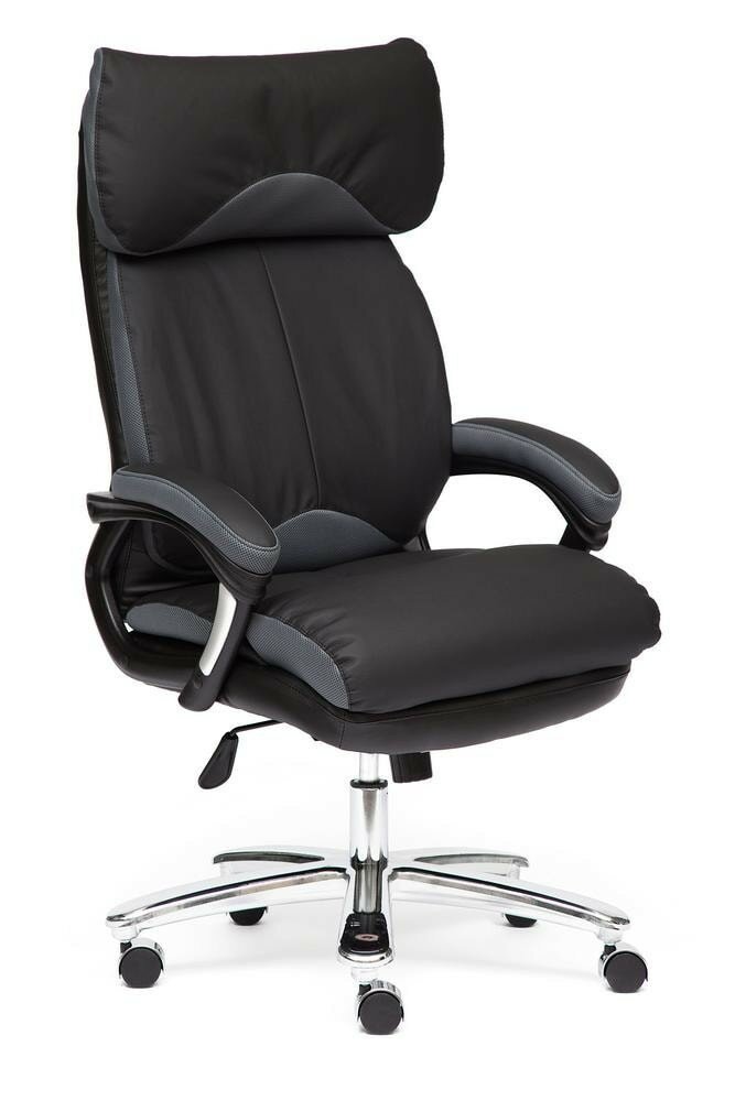 Кресло TetChair GRAND Кожа + кож.зам/ткань, черный/серый-12