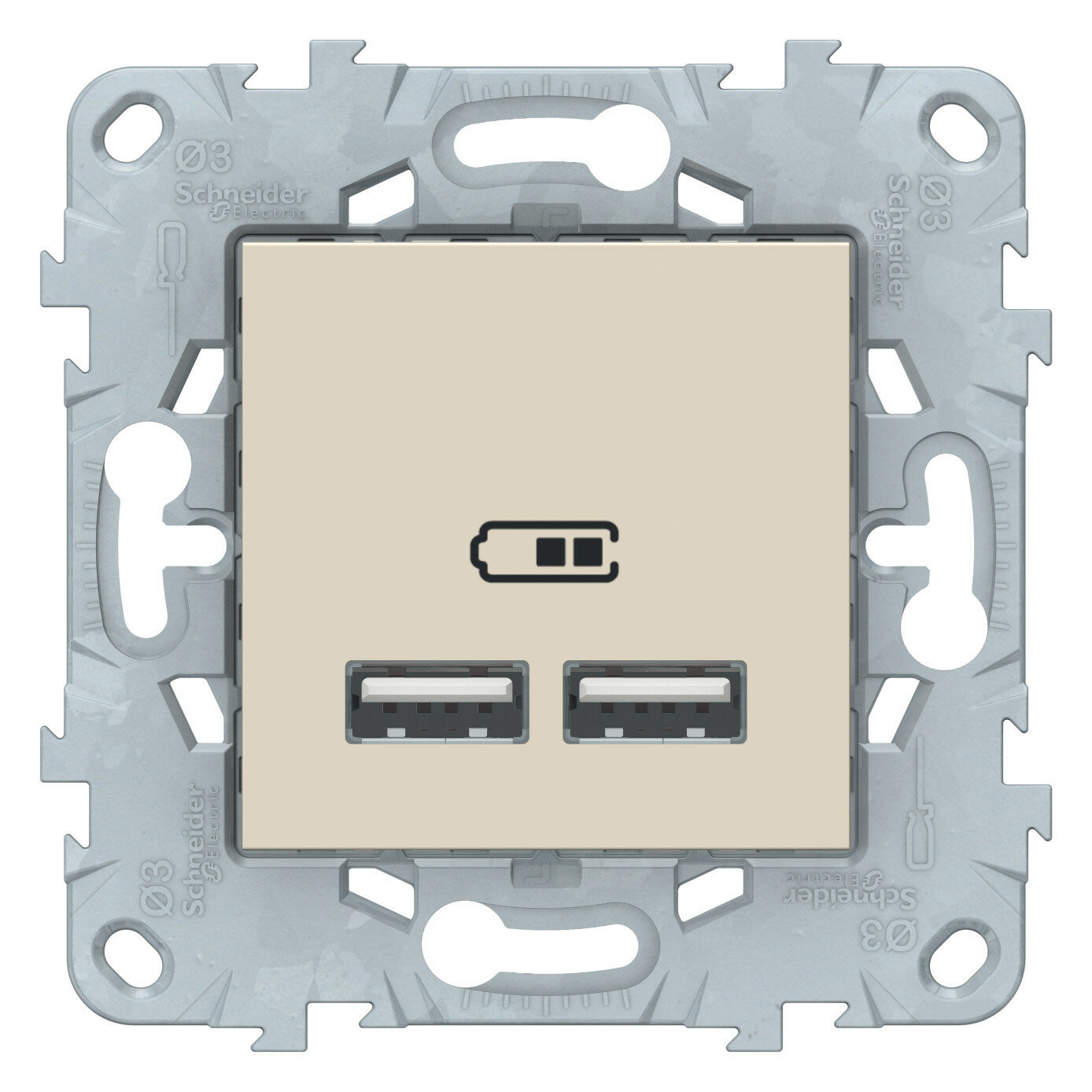 USB розетка Schneider Electric Unica NEW 2 разъема бежевая, NU541844
