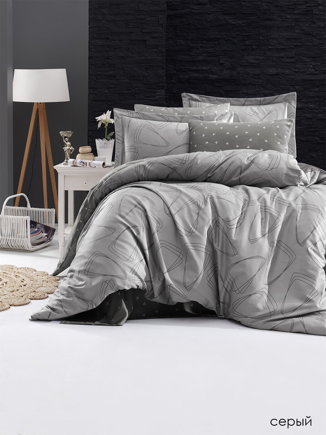 Комплект постельного белья DO&CO Сатин DELUX Семейный ROVENA цвет серый