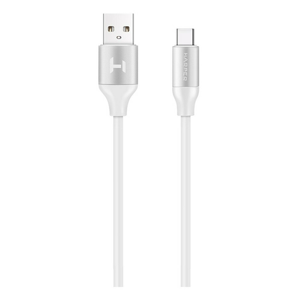 Harper USB - USB type-C, SCH-732 white(Силиконовый Кабель для зарядки и синхронизации, 2м, Металлический штекер на концах. Способны заряжать устройства до 2х ампер)