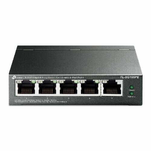 Коммутатор TP-LINK TL-SG105PE 5-портовыq, 4*PoE+, бюджет PoE 65 Вт, поддержка 802.1q VLAN