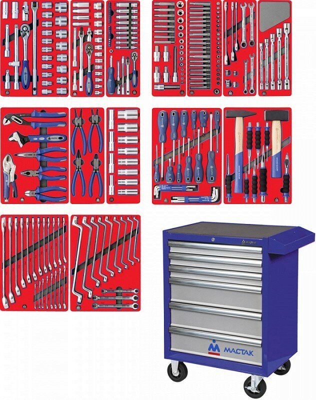 Набор инструментов "лидер" в синей тележке, 270 предметов мастак 52-06270B