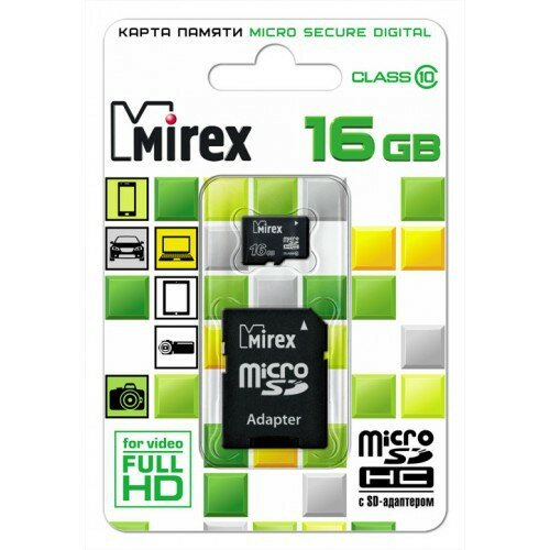 Карта памяти microSD 16GB Mirex microSDHC 13613-AD10SD16