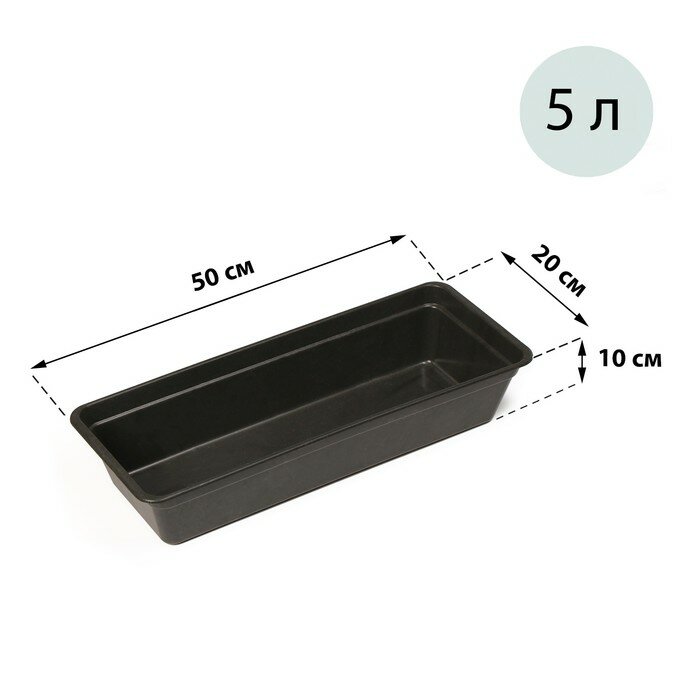 Ящик для рассады, 50 × 20 × 10 см, 5 л, чёрный, «Урожай-3» - фотография № 2