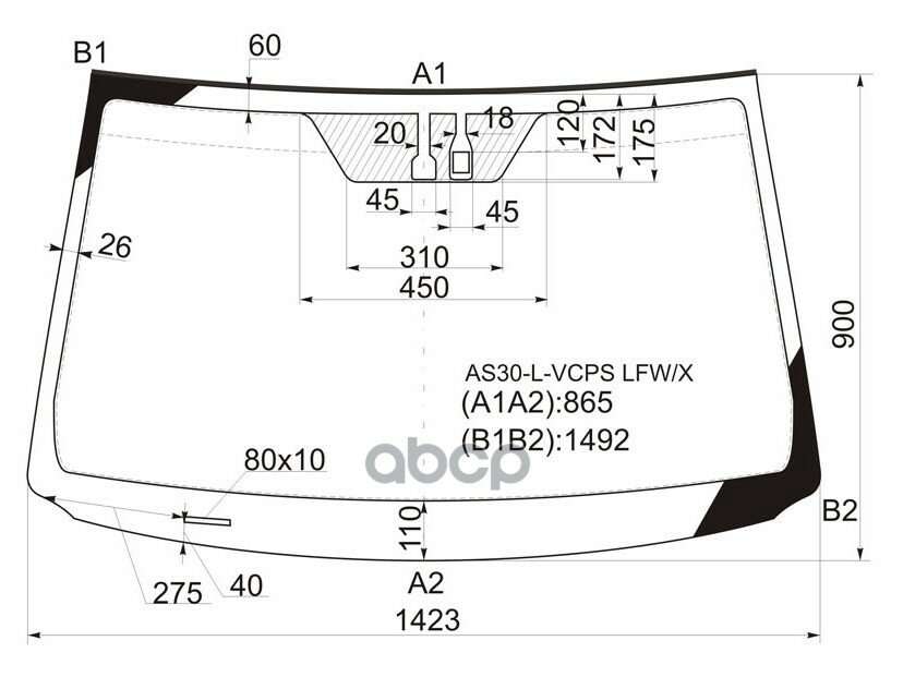 Стекло Лобовое (Датчик Дождя/ Молдинг) Toyota Rav4 (Xa30) 05-13 / Vanguard 07-13 XYG арт. AS30-L-VCPS LFW/X