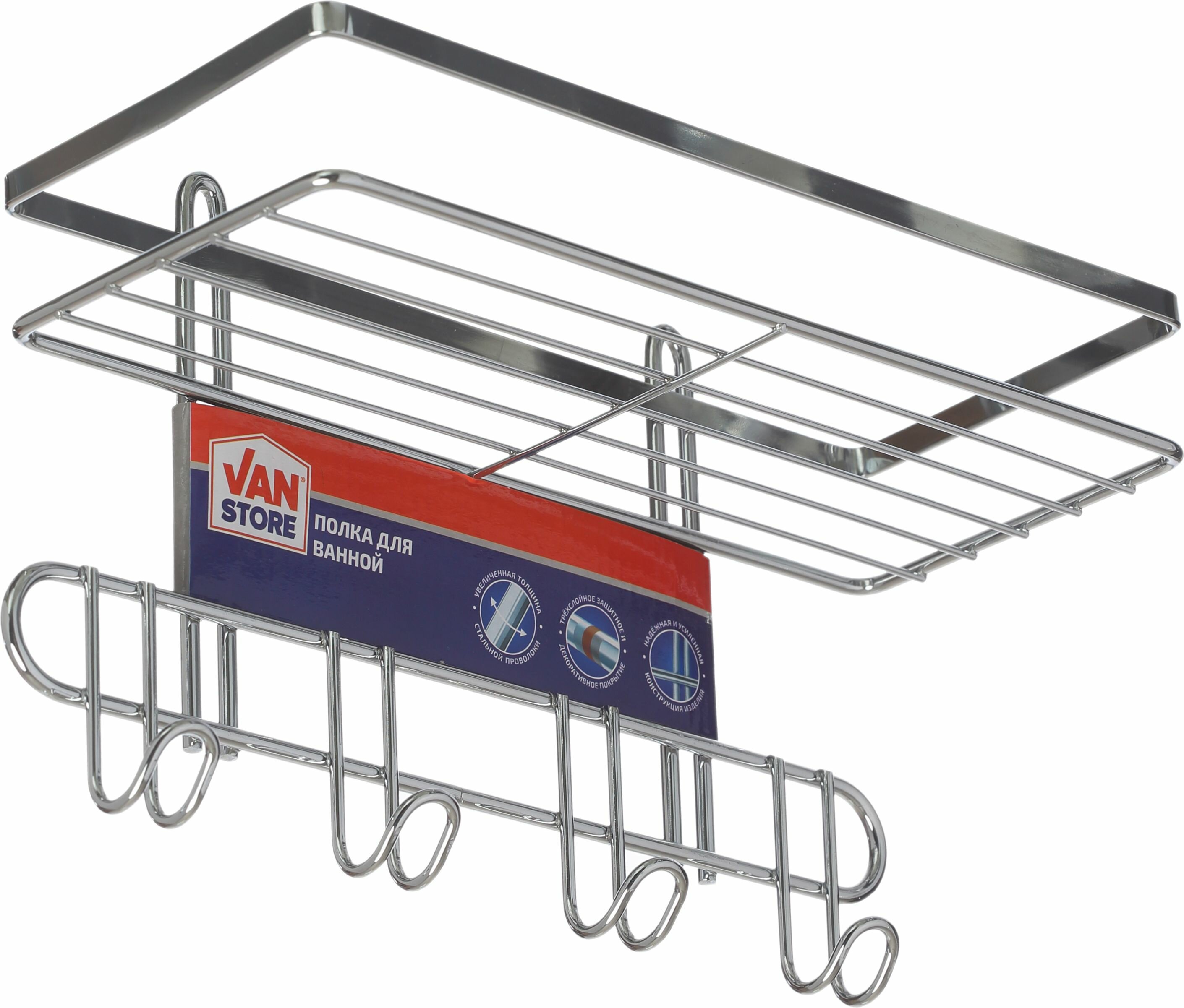 фото Полка VANSTORE MODERN 28x25x1,1 см хром