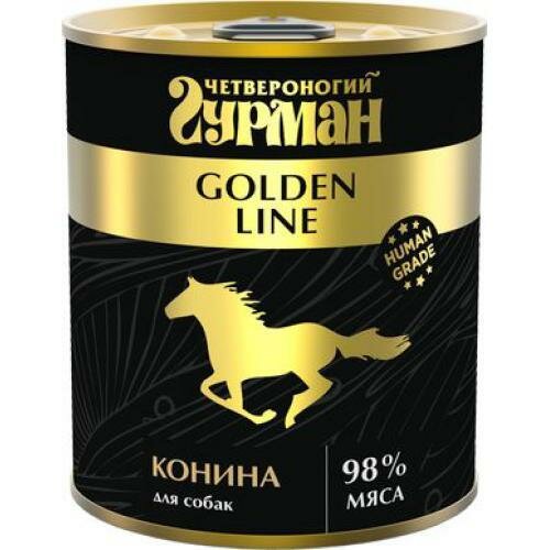 Консервы для собак Четвероногий Гурман Golden Line с натуральной кониной в желе 340 г. - фотография № 3