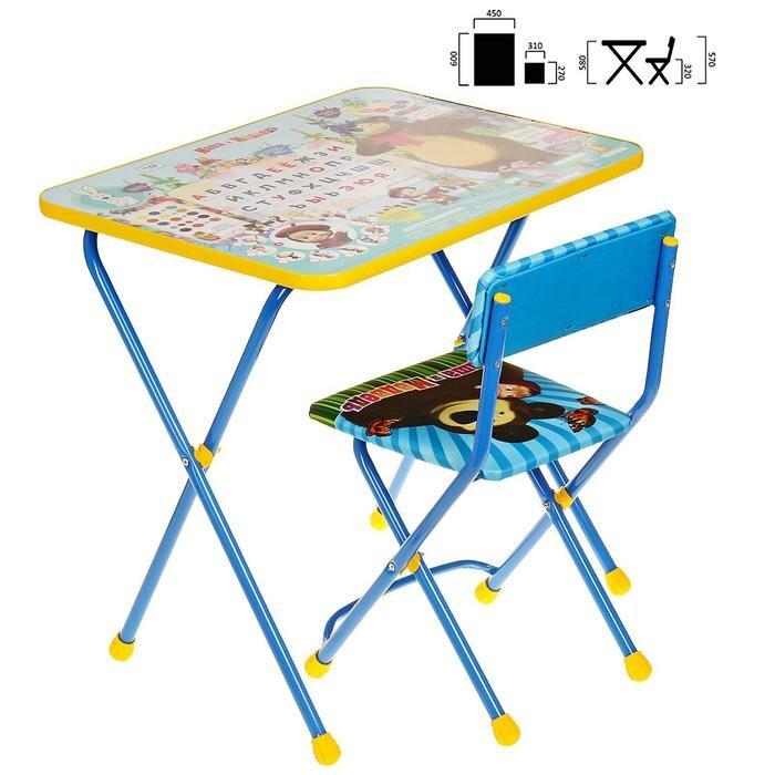 Комплект детской мебели «Азбука 2. Маша и Медведь», стол, стул мягкий - фотография № 1