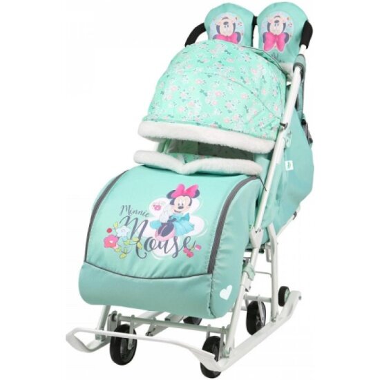 Санки-коляска NIKA Disney Baby 2 (с Минни Маус мятный)