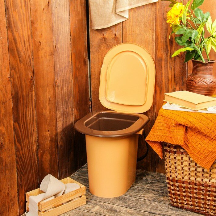Ведро-туалет, 17 л, со съёмным горшком, бежевый - фотография № 1